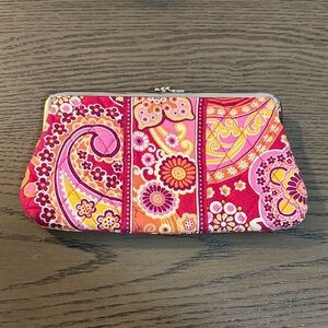Vera Bradley Pink and Yellow Paisley Clutch